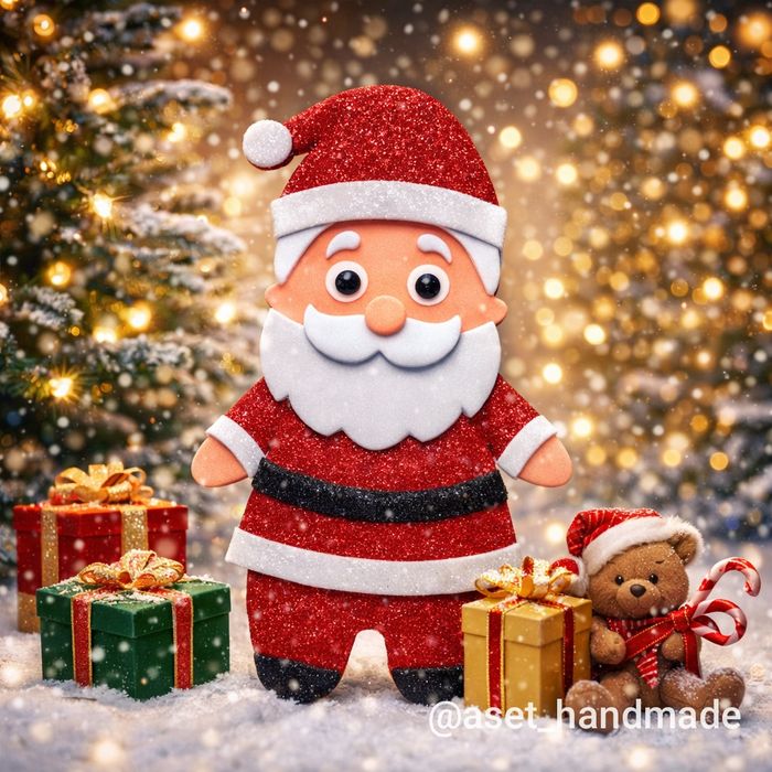 Зимний, новогодний декор, ёлки, снежинки, звезды, Санта, гном, лошадь