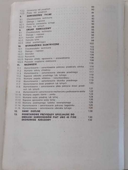 FIAT UNO 45, FIRE, 60, SX – Poradnik napraw WKŁ (1994)
