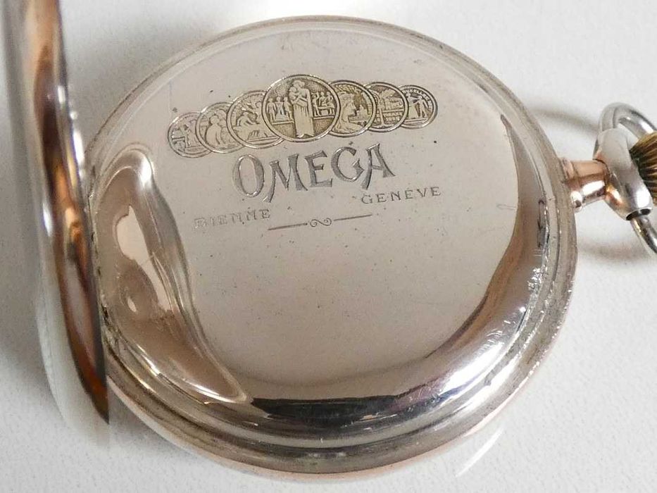 Zegarek kieszonkowy Omega w srebrnej kopercie