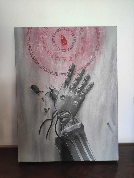 Quadro Fullmetal Alchemist Pintado à Mão.