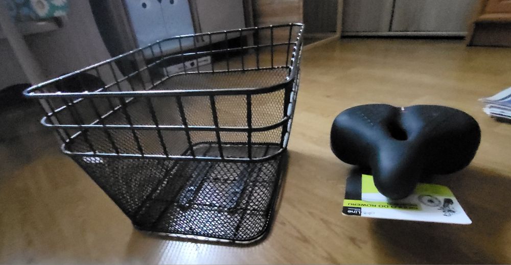 Kosz rowerowy bagażnikowy, siodło miejskie