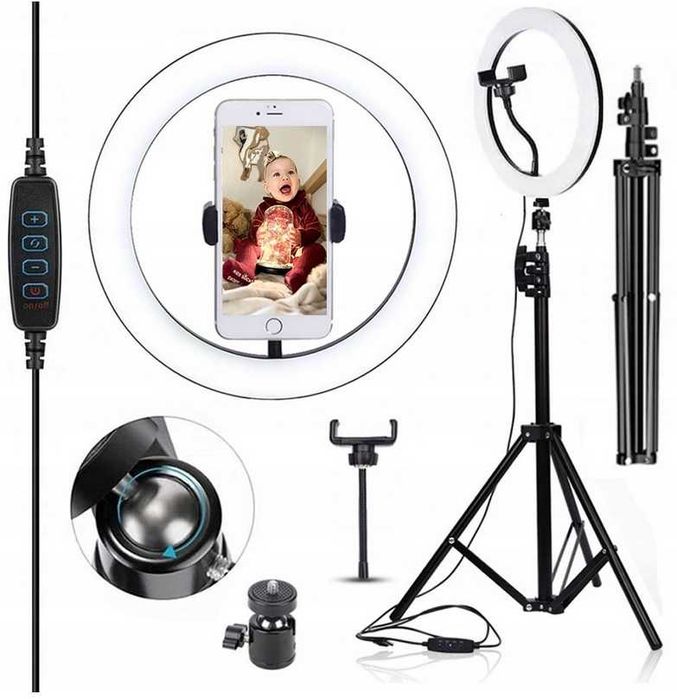 NOWE LAMPA Pierścieniowa LED Selfie RING Tiktok Pilot BLUETOOTH Statyw