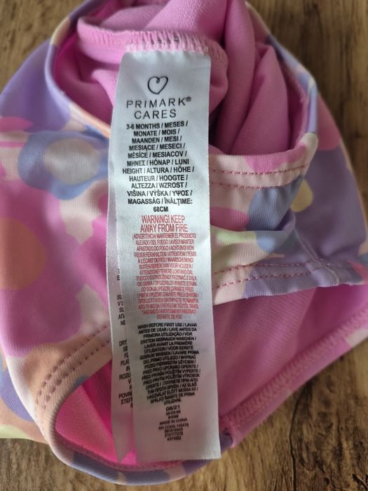 Primark strój kąpielowy jednoczęściowy kostium różowy pastelowy 68