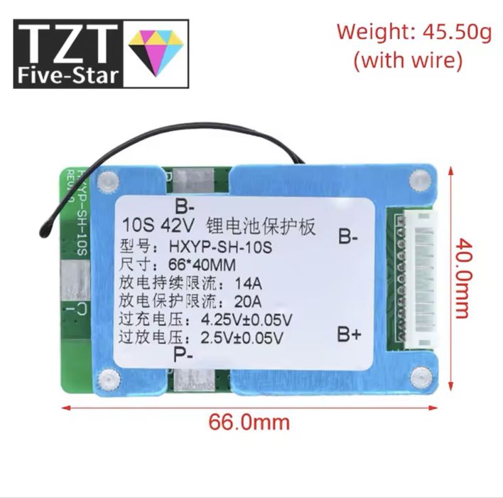 BMS плата захисту Ii-on батарей 10S 42V 15A бмс