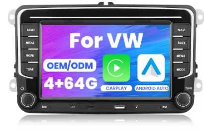 Rádio 4/64GB VW Golf Polo Passat Skoda Seat Carplay Android Auto GPS