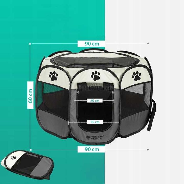 Kojec do domu dla psa kota królika XL 90x90cm składany