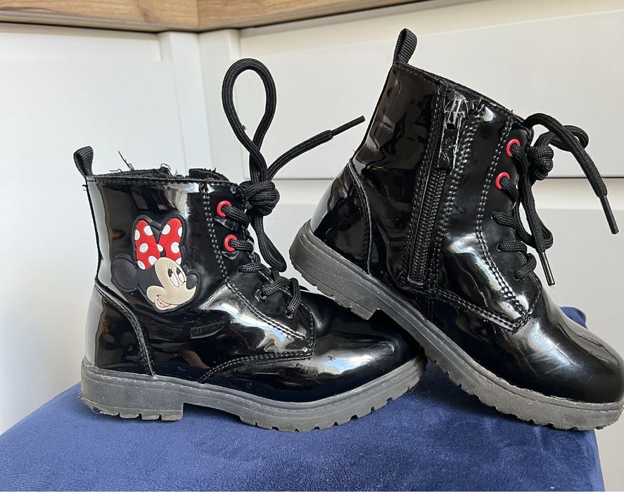 Botki Minnie 27 czarne lakierowane