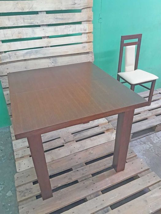 3x NOWY STÓŁ DREWNIANY ORZECH rozkładany 90 x 100 / 90 x 200