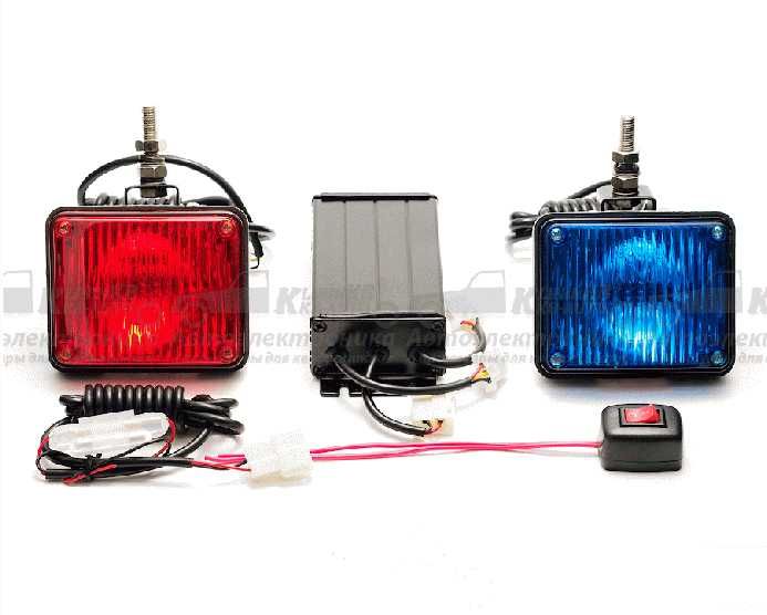 Стробоскоп для автомобиля красно-синий, Синий, белый на 2 (2-17) к-т