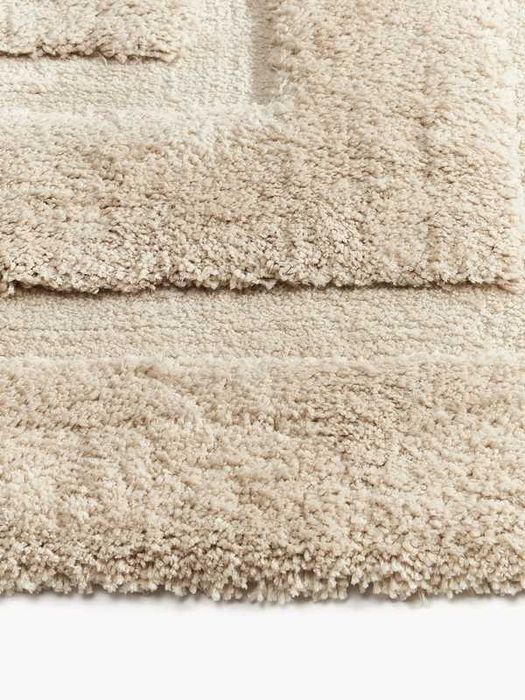 Puszysty chodnik z długim włosiem wypukła struktura Genève beż 80x200