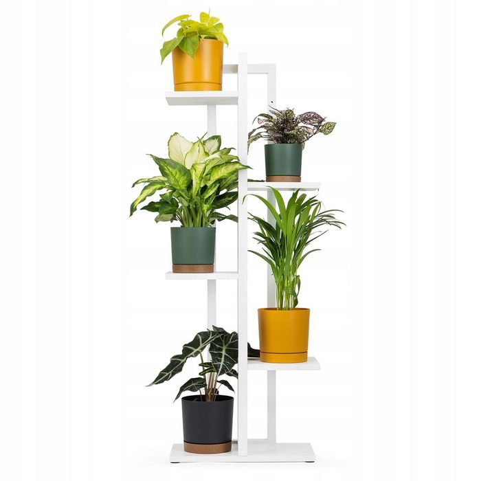 Kwietnik Stojący Metalowy 5 Poziomów Biały Loft Nowoczesny Villago