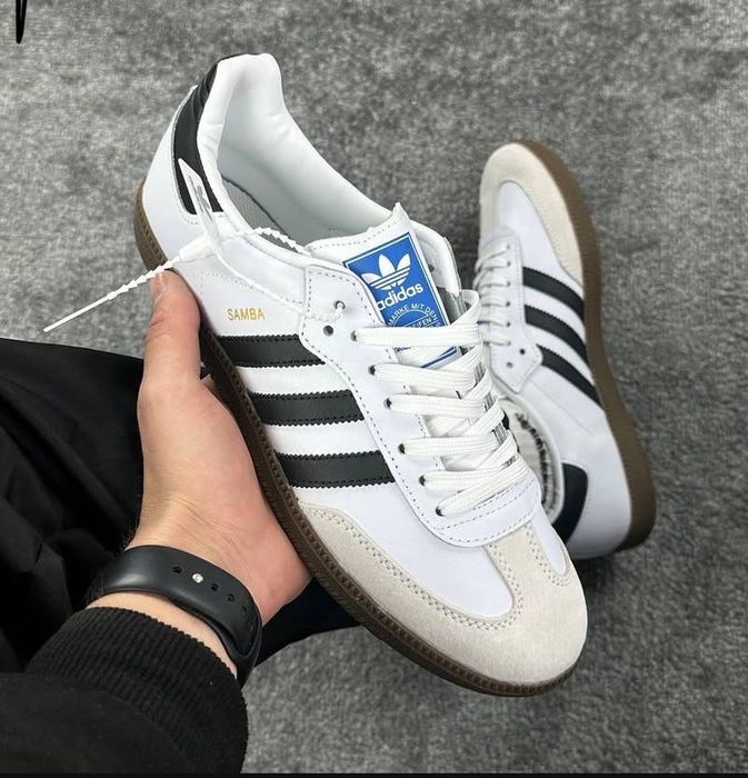Люксові кросівки Адідас Самба, Samba білі