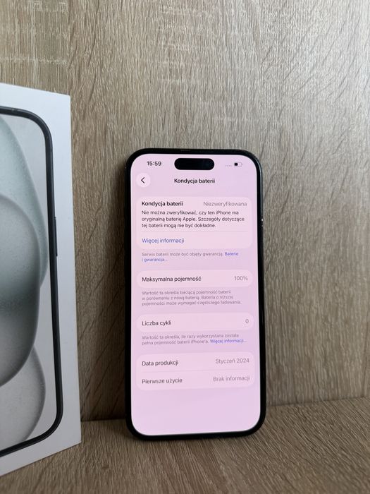 iPhone 15 128 GB Czarny 100% Kondycji Baterii Gwarancja