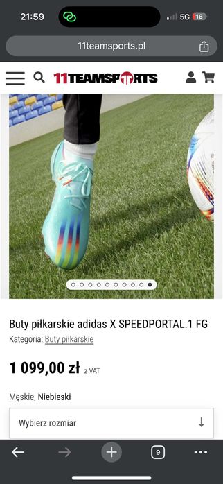 Buty piłkarskie Korki adidas X Speedportal.1 FG - Błękitny NOWE 46 2/3