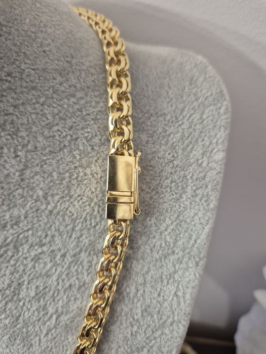Srebny pozłacany łańcuszek galibardi soczewka  73 gram  60 cm