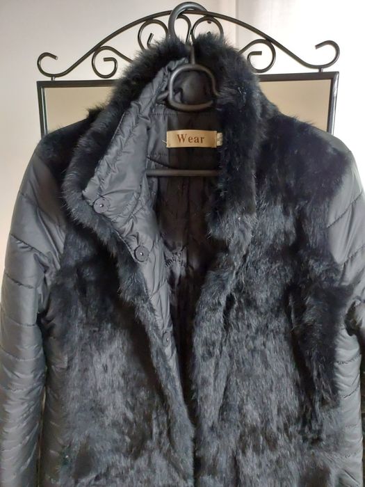 Kurtka płaszczyk ze sztucznym futerkiem, M/L