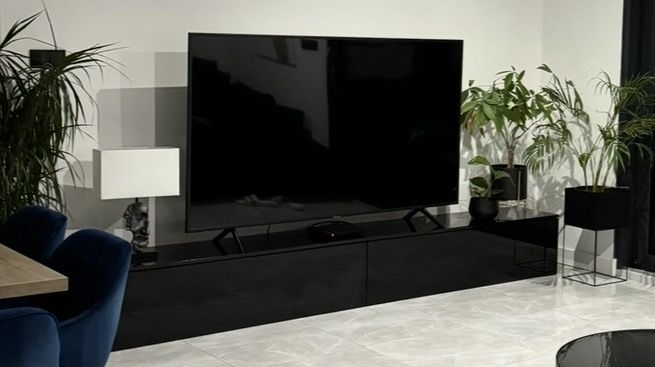 Szafka rtv czarna połysk lakiererowana 280 cm 140 cm pod telewizor dwie szt