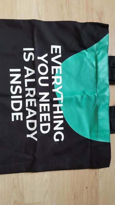 Solidna bawełniana czarna Torba z napisem, 38x42 cm