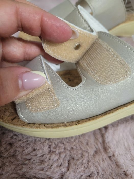Damskie Klapki Komfortowe na Korku – Beżowy Połysk 37