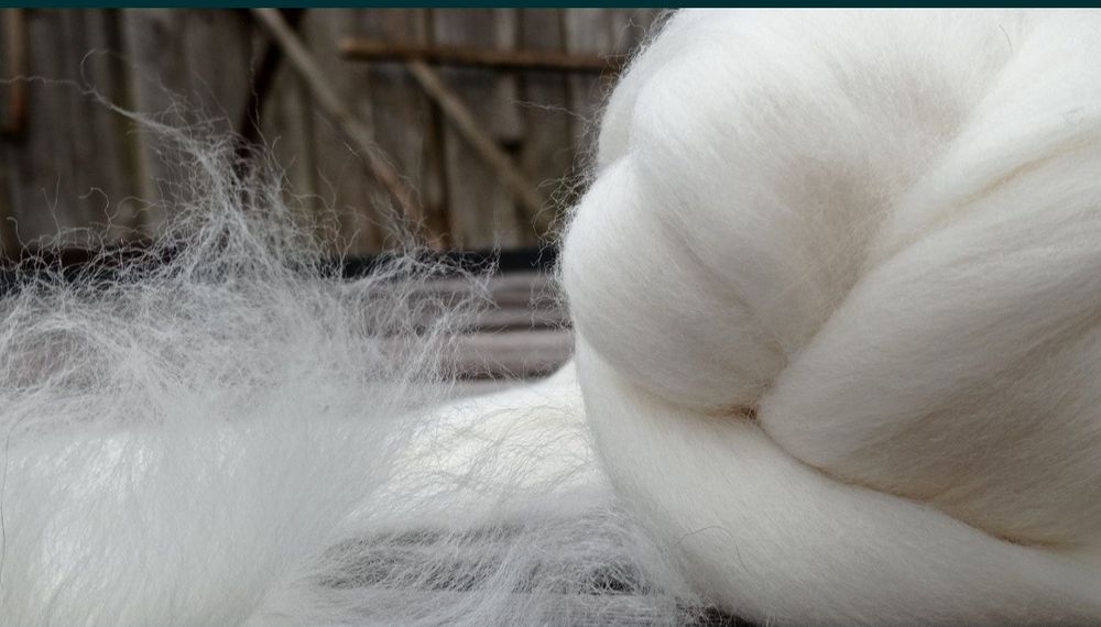 Wełna czesankowa biała merino 18 mic 50 gr czesanka wełniana