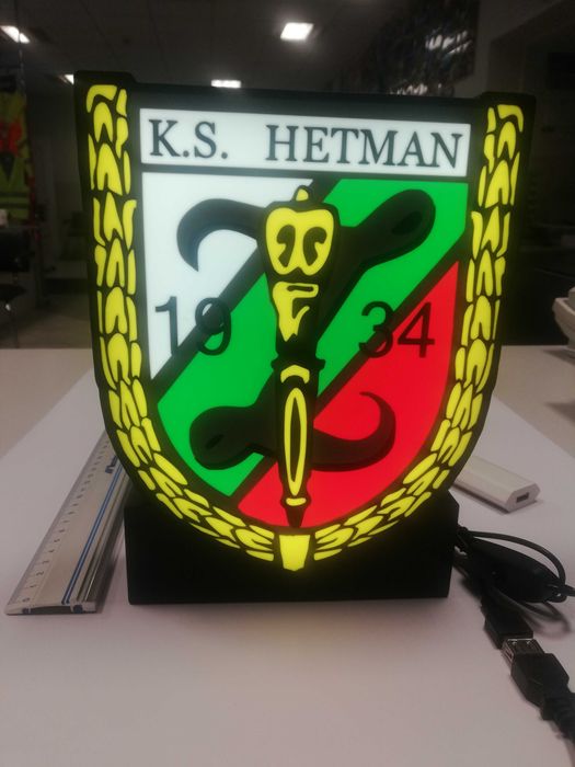 Herb klubu Hetman Zamość. Lampka led na biurko.