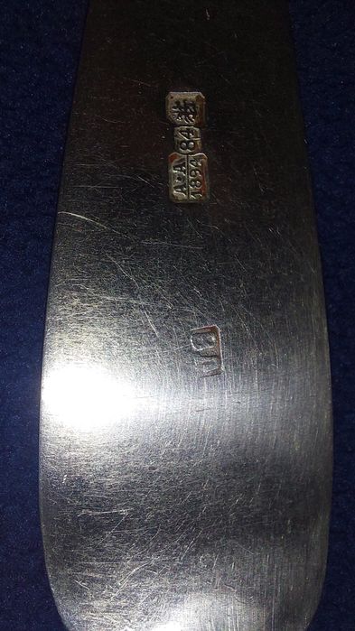 Антикварная столовая ложка, серебро 84 пробы, 1894 год.