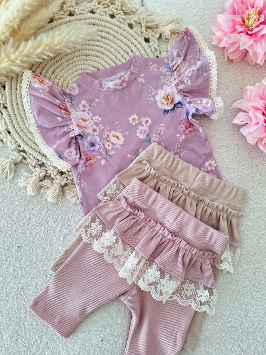 Nikol Kids Fashion beżowe kolarki spodenki z haftowaną koronką 122 cm