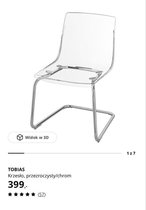 Komplet 4 krzeska z Ikea i szklany stół