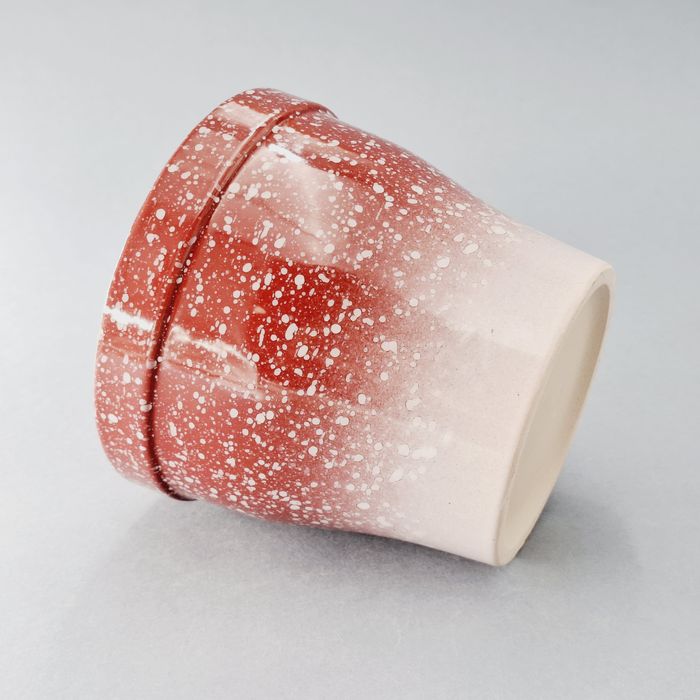 lata 70/80-te ceramiczna nakrapaina donica osłona pojemnik doniczka