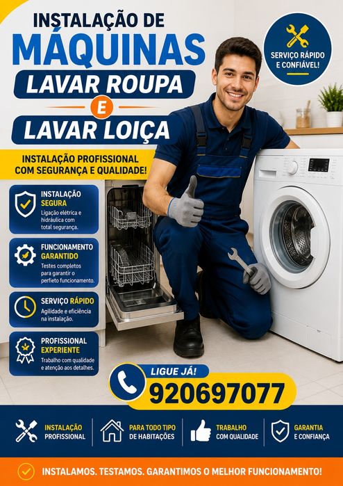 Instalação de Máquinas de Lavar Roupa e Lavar Roupa
