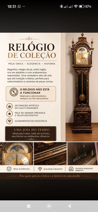 Antiguidade - Relógio de pé alto