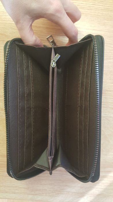 Portfel długi czarny kieszonki suwak duży