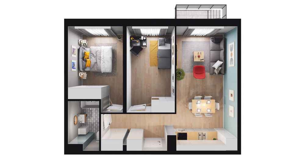 3-pokojowe mieszkanie 55 m² + balkon Bez Prowizji - Widok 2