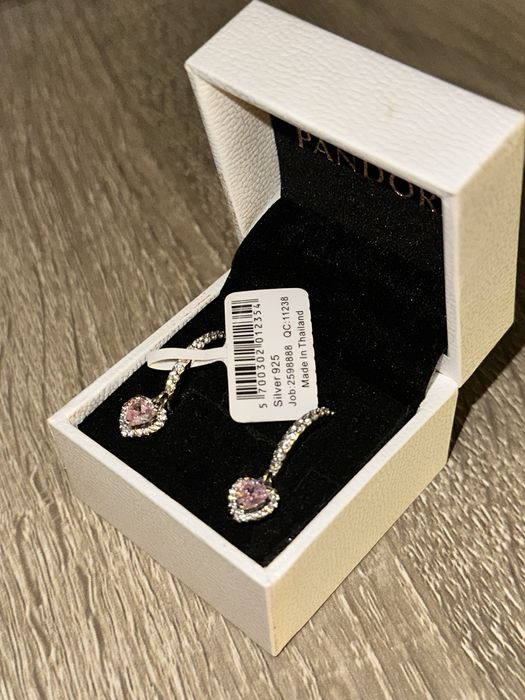 Сережки  Pandora (НОВІ) " Серце з блискучим ореолом"