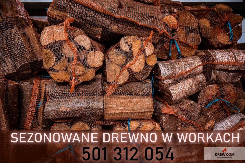 Drewkom Drewno Kominkowe Sezonowane w workach Buk Olcha do wędzenia