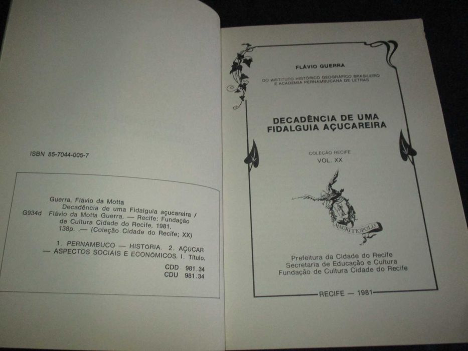 Livro Decadência de uma Fidalguia Açucareira