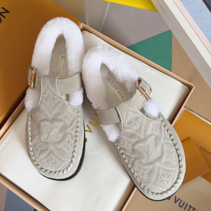 Louis Vuitton хутряні лофери – замшеві бежеві