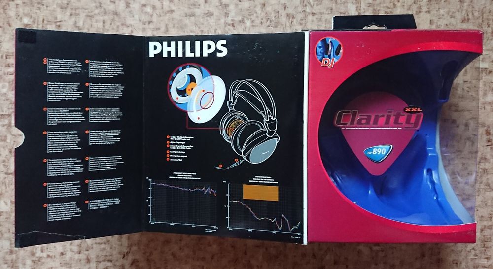 Коробка от винтажных hi-end наушников Philips HP 890