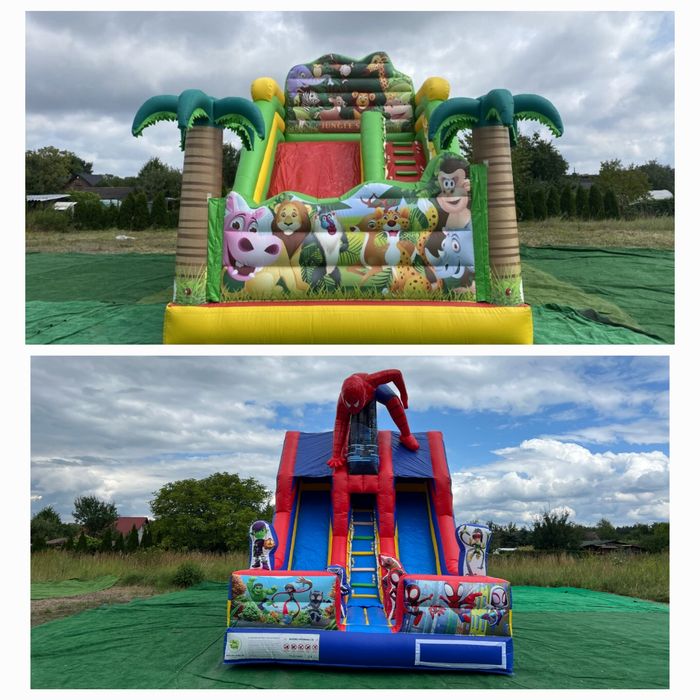 Dmuchaniec do wynajęcia dmuchana zjeżdżalnia dzika jungla, spiderman