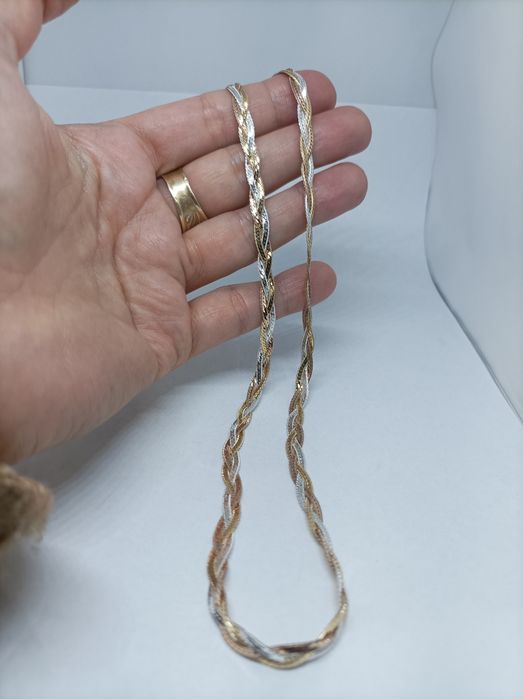 Srebrny pozłacany komplet biżuterii łańcuszek i bransoletka próba 925