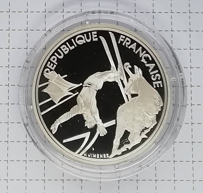 Франція 100 франків 1990р. СРІБЛО. ПРУФ. Олімпіада. Фристайл.