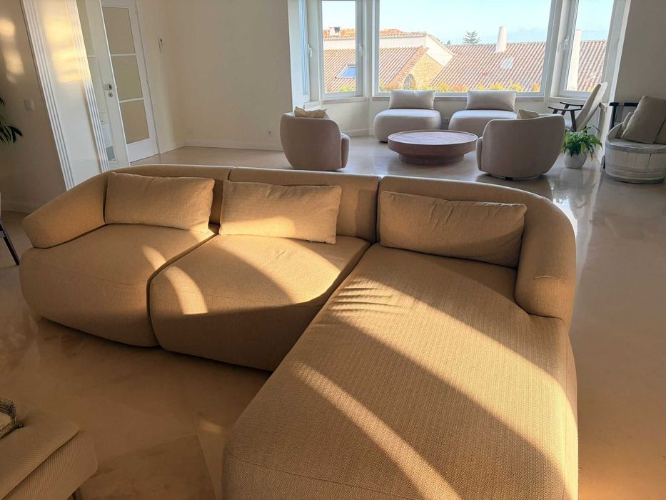 Sofá de 3 lugares com Chaise Long - Almofadas incluidas, como novo, sem uso
