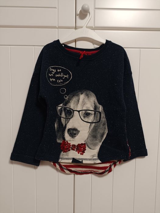 Bluza Next r. 110 (5 lat) Piesek Cekiny Lurex