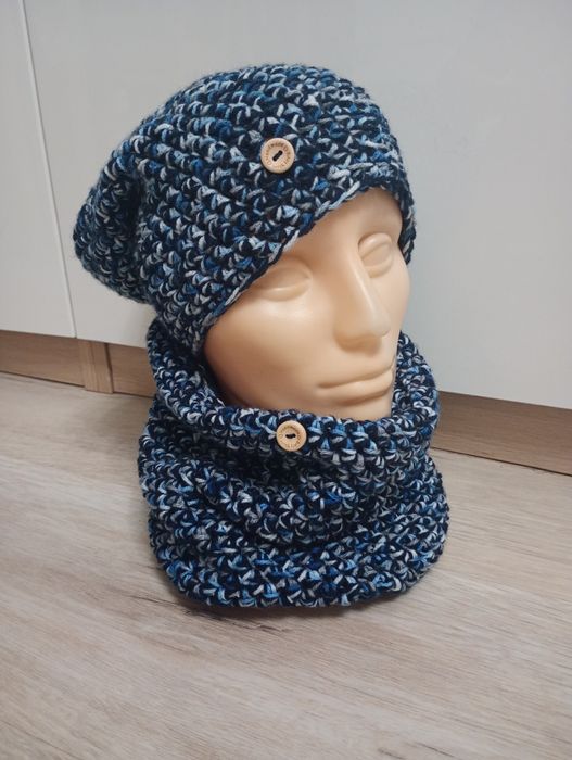 Komplet czapka+ komin handmade szydełko