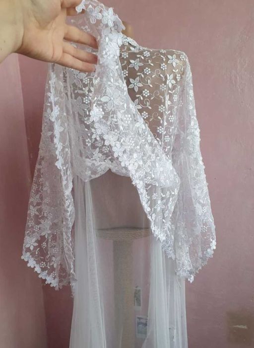 Весільна , мереживна накидка кімоно