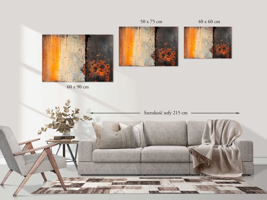 Rdzawa Abstrakcja | Obraz na płótnie 60x40 cm – Surowa Elegancja (057)