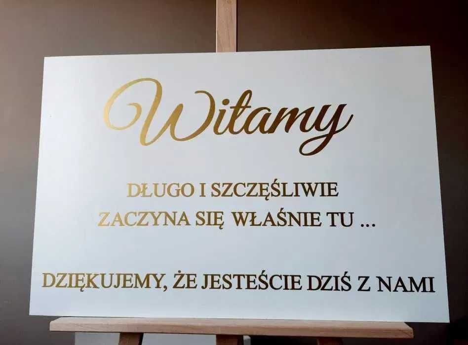 Witamy tablica powitalna tablica ślubna wesele złoty napis