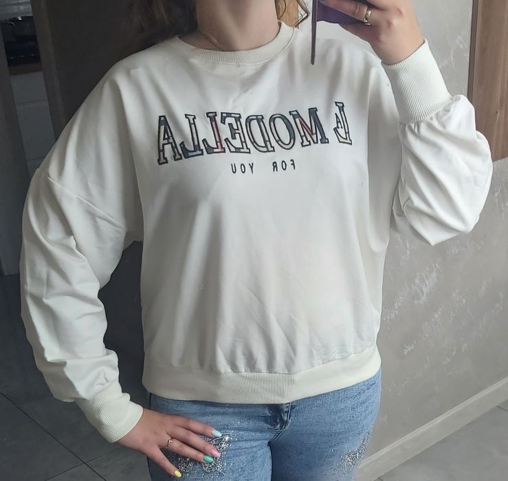 Bluza damska oversize wyszywany napis The Fancy Nowa