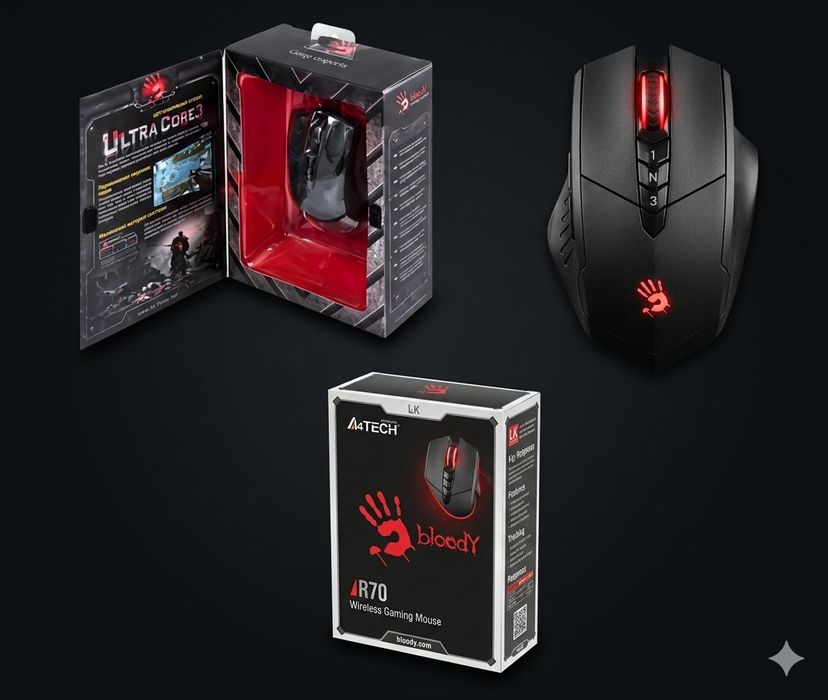 Миша ігрова A4-Tech Bloody V7M, чорна, з підсвічуванням, USB