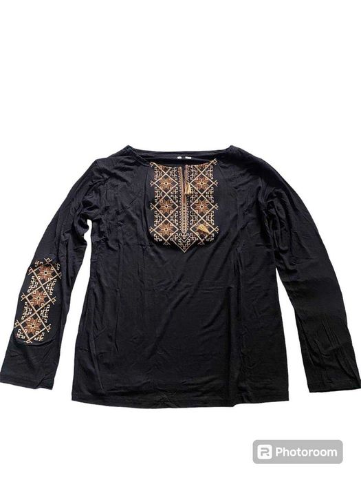 Нова вишиванка з орнаментом з довгим рукавом 3xl